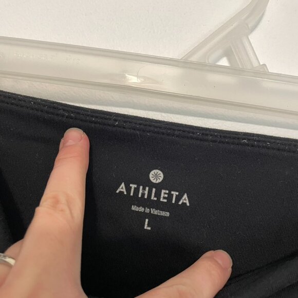 ATHLETA Luxe Ponte Legging Black Vegan Leather Colorblock Zipper Moto Leggings L - Picture 5 of 16